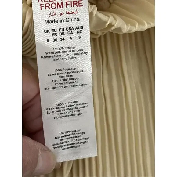 PrettyLittleThing Cream High Waisted Pisse Wide Leg Pants - Size 4 Tall New - Picture 9 of 9